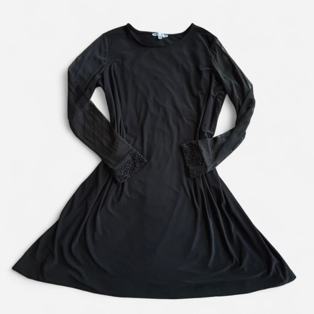 Annalee + Hope Black Long Sleeve Dress with Beaded Cuffs
